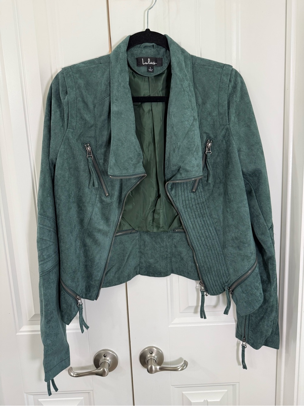 Lulu’s Green Suede Moto Jacket